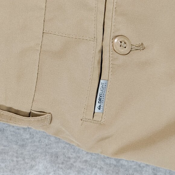 QuickSilver Amphibian Shorts Size 27 Beige Tan 10in Inseam Stretch Beach Board - Picture 12 of 13